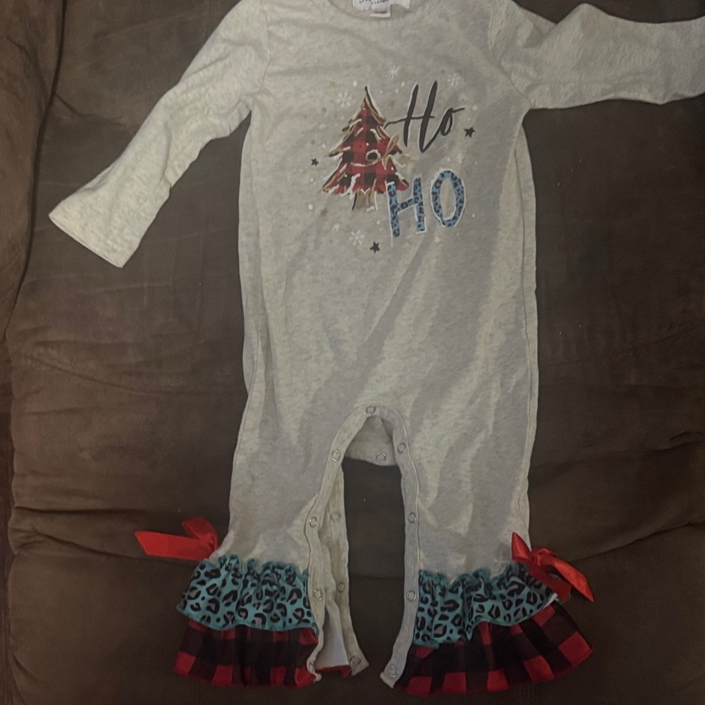 Festive Baby Romper with Ruffle Details